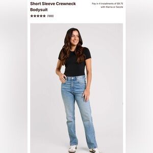 nuuds Black Short Sleeve Crewneck Bodysuit